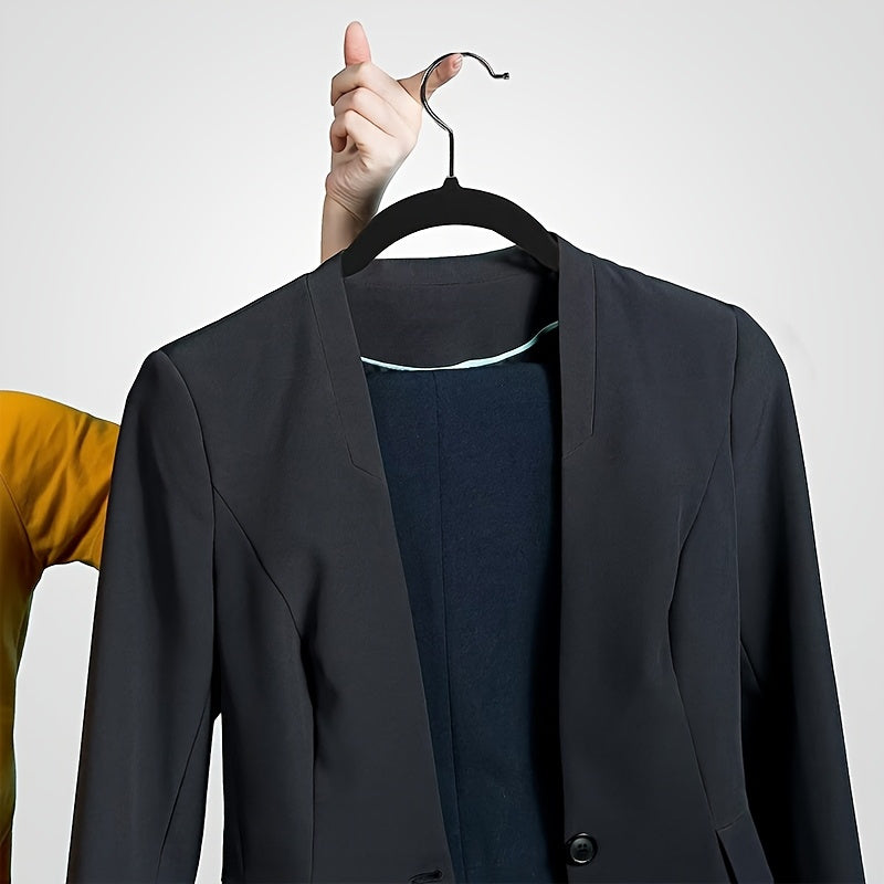 5 piezas de perchas de moda de alta visibilidad de terciopelo negro, perchas estándar para adultos con tipo de hombro ancho, antiarrugas y anti-secado para uso húmedo, para mantener la ropa plana, despedida al desorden en los armarios, solución práctica