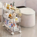 Carrito organizador rodante de 3 niveles con ruedas - Acrílico resistente y acero inoxidable, ideal para baño, cocina, oficina y espacios estrechos, disponible en 3 o 4 niveles, organizador de baño|Carrito blanco elegante|Isla de almacenamiento móvil, ca