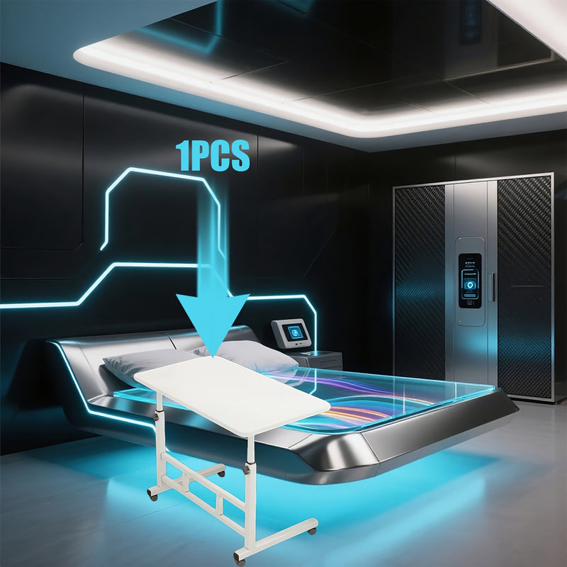 Escritorio ajustable para portátil, escritorio conveniente, mesa lateral para sofá, mesa blanca con ruedas | Mesa negra sin ruedas
