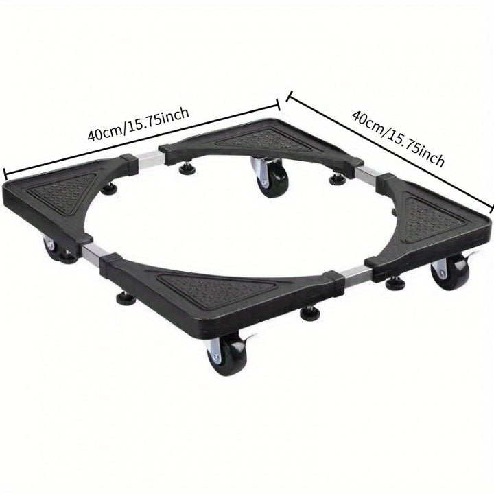 Plato de base de lavadora ajustable con ruedas, base de refrigerador de acero inoxidable, 4 ruedas giratorias para un uso fácil y conveniente