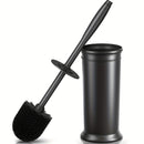1 Unidad De Cepillo Para Inodoro, Cepillo Para Taza De Inodoro Con Mango Extra Largo, Cerdas Duraderas Para Limpiar El Inodoro Y Soporte Cubierto, Juego De Cepillos Para La Limpieza Del Baño, (Negro, 1 Juego)