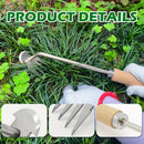 Pulidor de malezas manual de acero inoxidable con mango largo - Herramienta de desmalezamiento de jardín de doble propósito, diseño de 4 garras para la eliminación efectiva de raíces, mango de madera ergonómico para uso en jardines y granjas, eliminador