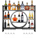 Unidad de Bar Montada en Estantes Flotantes para Vino de Metal Moderno, Estantería para Copas y Soporte de Exhibición de Hierro con Estantes para Bares de Restaurante
