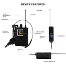 Sistema de micrófono inalámbrico profesional con auriculares portátiles, con transmisor y receptor, ideal para karaoke, reuniones, enseñanza, grabación, iglesia, mezclador de audio y interfaz.