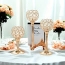 3 piezas de soportes de velas de cristal dorado elegante con acentos de cuarzo rosa - Perfectos para bodas, San Valentín, Navidad y fiestas (velas no incluidas), soportes de velas para mesa