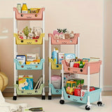 Carro de almacenamiento rodante multicapa, carrito móvil multifuncional para cocina, sala y dormitorio, fácil de mover y guardar. Estante duradero en colores macaron perfecto para cocina, baño y habitación - ideal para una familia de 13