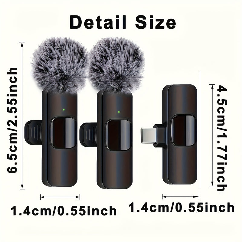Microfono Lavalier sin varillas, Microfono Profesional para Grabación sin Cables para iPhone, IPhone15, Android, iPad - Paquete de 2 Micrófonos Lavalier para Entrevistas y Podcasts -