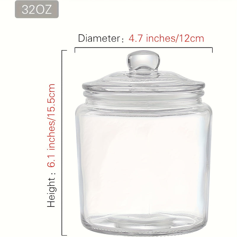 Tarros de Vidrio Herméticos de 32oz/64oz para Almacenamiento, Organizadores Apilables de Harina, Azúcar, Café y Especias – Tarros Multiusos para Cocina y Despensa