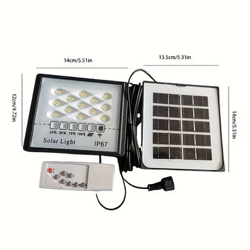 Lámpara LED solar, 1 unidad - Ultrabrillante, luz para interior/exterior con control remoto, pantalla de plástico y vidrio resistente, ideal para iluminación de hogar, patio o jardín, luces solares para exteriores, diseño moderno, acabado pulido