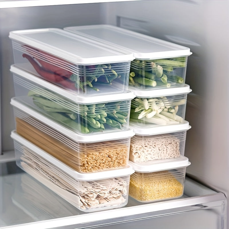 3pcs Contenedores de Almacenamiento de Alimentos de Plástico Transparente con Tapas Abatibles - Reutilizables, Cajas Cuadradas Multipropósito para Productos Frescos, Fideos, Cebollas, Ajos y Más - Seguros para Lavado a Mano, Almacenamiento de Verduras