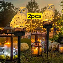2 piezas, lámpara de resina solar con diseño de búho, loro y águila, luz decorativa divertida para jardín, ideal para jardines, macizos de flores, patios, césped y senderos