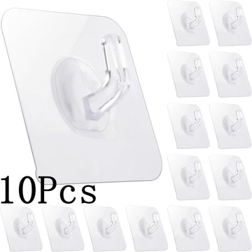 Ganchos de plástico autoadhesivos - 1/5/10/20 piezas, fácil instalación en pared, estilo moderno, transparentes, resistentes e impermeables para toallas, batas, llaves en cocina y baño