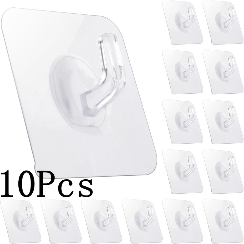 Ganchos de plástico autoadhesivos - 1/5/10/20 piezas, fácil instalación en pared, estilo moderno, transparentes, resistentes e impermeables para toallas, batas, llaves en cocina y baño