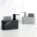 Dispensador de jabón con diseño de mármol en blanco y negro y portaesponja, ideal para decorar el baño