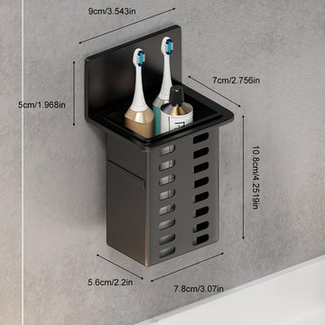 Organizador de Baño Montado en la Pared 1pc - Sin Taladro, Estante de Almacenamiento Ahorrador de Espacio para Pequeños Artículos y Herramientas, Negro/Blanco, Inodoro, Ducha, Lavabo, Caddies de Ducha