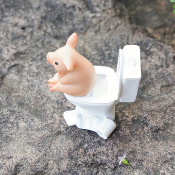 Decoración de Asiento de Inodoro de Resina con Dibujo Animado de Cerdo Lindo - Figura de Animal Caprichosa para Interior y Exterior del Hogar, Jardín y Escritorio, 3.3x6.35 cm