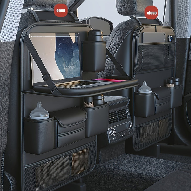 Organizador de asiento trasero de coche con diseño de asiento de cuero sintético Napapa, estante de almacenamiento de maletero con múltiples bolsillos para SUV y vehículos, accesorio interior negro elegante, regalo ideal para entusiastas de coches, soluc
