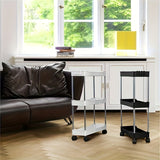Carrito de almacenamiento rodante delgado de 3 niveles con ruedas, estante estrecho negro con tubos metálicos, organizador vertical para cocina, baño, habitación de lavandería, sala de estar - No se requiere ensamblaje, unidad de almacenamiento móvil | C