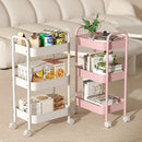 Carrito de Almacenamiento Metálico de 2 Niveles con Ruedas – Organizador Duradero para Cocina, Baño y Dormitorio – Rosa, Blanco, Azul, Amarillo – Perfecto para Comestibles, Snacks y Artículos Esenciales del Hogar, Organizador de Casa|Carrito de Pie|Rueda