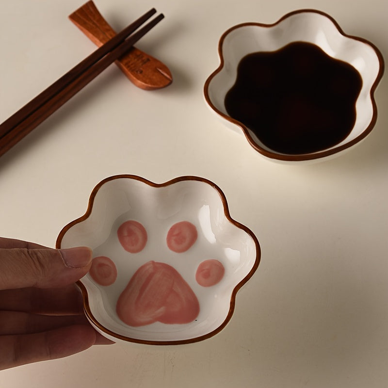 1, 2 o 4 platos para condimentos de cerámica en forma de garra de gato, platillos para salsas, pequeños platos para kétchup, para cocina, restaurante o dormitorio, accesorios de cocina y vajilla