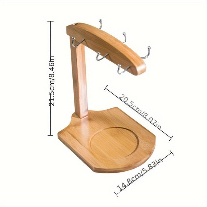 Elegante soporte de tazas y vasos de bambú con diseño floral - Organizador de cocina de madera elegante para tazas, platos y utensilios, organizadores y almacenamiento de cocina