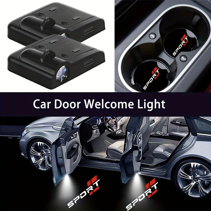 Juego de 4/6 Luces LED Ultrabrillantes para Puertas de Auto con Diseño de Rayas Deportivas y Posavasos con Diseño de Rayas Deportivas, Accesorios para Autos, Decoración Navideña para Vehículos, Adecuado para Todos los Vehículos, SIN PILA