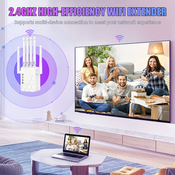 Amplificador de Señal WiFi con 6 Antenas - Banda Doble 2.4GHz/5GHz, Juego en Línea Fluido y 4K, Alta Penetración, Seguridad WPS, Enrutador/Punto de Acceso Dual, Conexión para Hogar Oficina Café (Enchufe US, 110-130V), Amplificador de Wifi de Alta Velocid