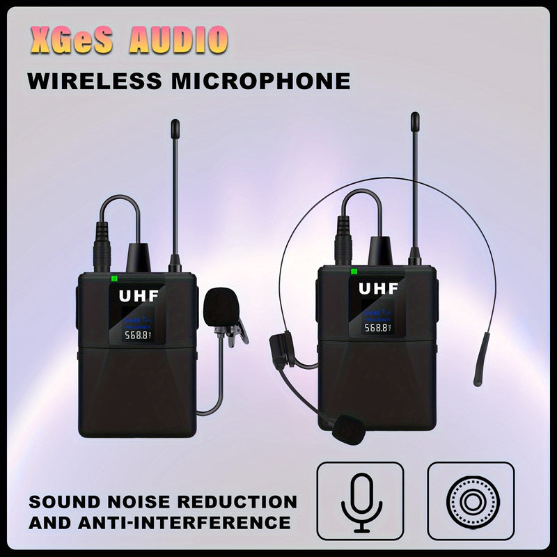 Micrófono inalámbrico profesional con collar de solapa, ajustable, recargable por USB, batería de litio de 800 mAh, conector de 6,35 mm para karaoke, canto, juegos, videoconferencias y transmisión en vivo.
