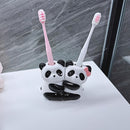 Soporte para Cepillos de Dientes de Cerámica con Diseño de Pandas Lindos, Almacenamiento Ultrasmooth Horneado a Alta Temperatura Sin Taladro para Parejas, Regalo Perfecto Adecuado para la Decoración del Baño