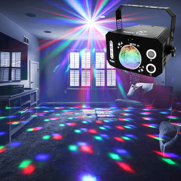 1 pza. Lámpara de bola mágica de 7 ojos USB, luces de bola de discoteca DJ, luces de fiesta LED RGB, luces de proyector de escenario con control remoto, aptas para Navidad, bodas, bares, salones de café y escaparates de tiendas.