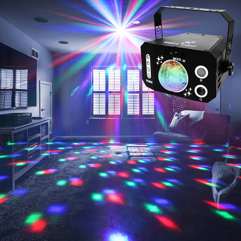 1 pza. Lámpara de bola mágica de 7 ojos USB, luces de bola de discoteca DJ, luces de fiesta LED RGB, luces de proyector de escenario con control remoto, aptas para Navidad, bodas, bares, salones de café y escaparates de tiendas.