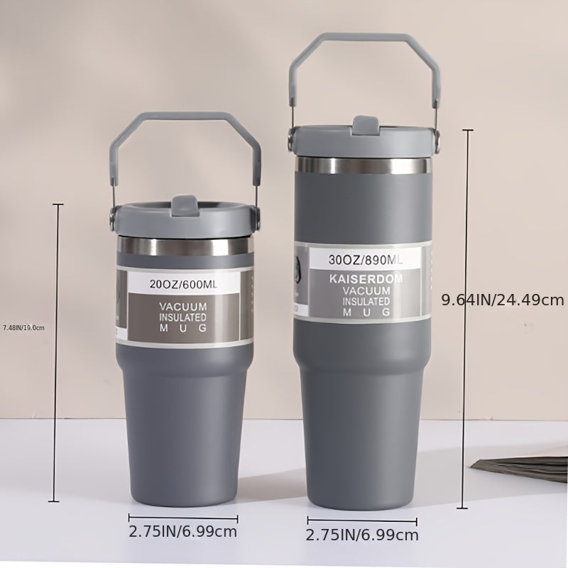 Taza aislada de vacío de acero inoxidable de 30 onzas con tapa - Rotativa, reutilizable, solo lavable a mano, ideal para deportes y uso familiar - Perfecta para Navidad, Día de San Valentín, Día de la Tierra, regalo.