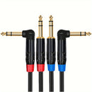2pcs Cable de Instrumento TRS de Alta Calidad de 1/4 Pulgada - Ángulo Recto y Recto Macho a Macho Interconexión de Audio Estéreo, Jack de 6.35mm Chapado en Oro para Sonido Cristalino - Compatible con Bajo, Teclado, Mezclador, Amplificador - Duradero, Fle