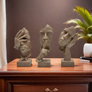 Conjunto de 3 piezas de decoración artesanal europea con máscaras de personajes abstractos simples, escultura para oficina y sala de estar