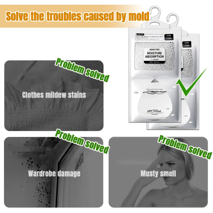 10pcs AAP 500ml Bolsas Absorbentes de Humedad Multiusos con Carbón Activado - Purificador de Olores y Deshumidificación Duradera para Armarios, Gabinetes y Almacenamiento - Ideal para Uso en Hogar, Dormitorio, Oficina y Hotel