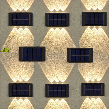 Lámparas solares para exterior con 6 LED, paquete de 2 piezas. Incluye 6 luces LED, 2 modos de iluminación, sin necesidad de carga, fácil instalación y no daña la pared