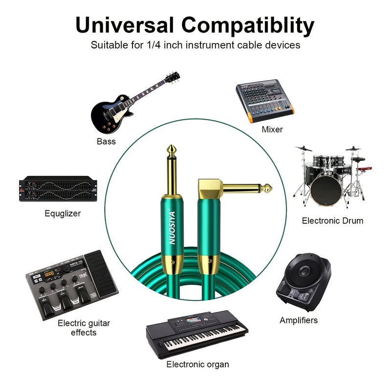 Cable de guitarra 10/20 pies, cable profesional para instrumentos doble blindado 6.35mm recto a recto/derecho a ángulo compatible con amplificador, bajo, teclado, mezclador y ecualizador. Artículo más vendido, temporada de graduación