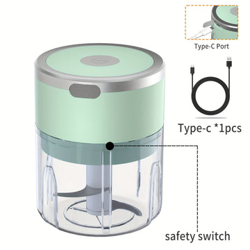 Molider de ajo eléctrico automático de 8,45 onzas y molinillo de carne - Procesador de alimentos multifuncional para cocina con batería recargable, portátil para moler carne, rellenar y más, preparación de alimentos | Gadget de cocina moderno | Cuerpo de