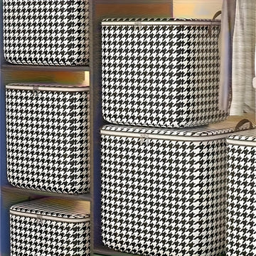 Juego de 3 piezas de caja de almacenamiento extra grande de 1800 litros, tejido a cuadros, reforzado, capacidad de almacenamiento grande para ropa, cubierta de almacenamiento, caja de almacenamiento a prueba de polvo y almacenamiento de bolsas, cesta de