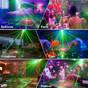 1 luz láser cilíndrica USB, luz disco con cambio de color y control por voz, múltiples modos con efecto flash, ideal para fiestas DJ, escenarios, celebraciones de Navidad