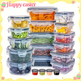 Juego de 20 contenedores de cocina premium resistentes a fugas, loncheras - aptos para microondas, plástico duradero, forma rectangular con tapa abatible - ideales para organizar granos, almuerzo, snacks, alimentos y artículos de viaje