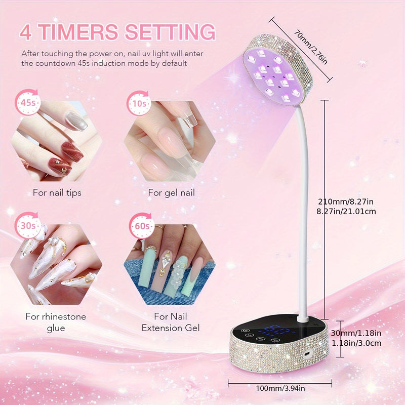 Linterna Portátil de Uñas con Pantalla Táctil - Luz Ultravioleta Recargable para Gel, Diamantes Brillantes, Sensor Infrarrojo Inteligente, Carga USB, Regalo de Cumpleaños para Mujeres, Herramientas de Manicura