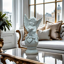 Estátua de ángel de resina, 1 pieza Figura decorativa de querubín leyendo con detalle de corazón, ideal para decoración interior, estantería, exhibición de arte en el hogar y jardín, no se requiere electricidad