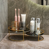 Juego de 2 bandejas para baño, modelo combinado grande + pequeña, placa base UV, marco metálico, adecuadas para encimeras de baños, dormitorios, oficinas, estantes de almacenamiento para escritorio