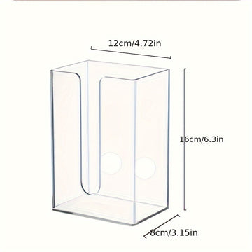 Porta pañuelos de acrílico transparente para pared, montaje con adhesivo sin taladro, organizador cuadrado minimalista para baño y cocina, ahorra espacio para pañuelos y artículos esenciales