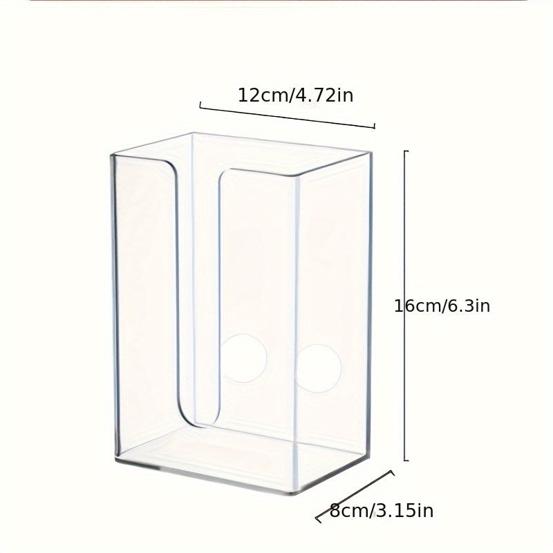 Porta pañuelos de acrílico transparente para pared, montaje con adhesivo sin taladro, organizador cuadrado minimalista para baño y cocina, ahorra espacio para pañuelos y artículos esenciales