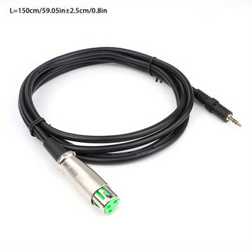 Cable de audio 3.5mm macho a XLR, cable de audio XLR con núcleo de goma verde, cable de audio, cable de micrófono 3.5mm a XLR hembra con conector de aleación de zinc y aluminio, enchufe de 3.5mm chapado en oro de cobre puro. Cable de audio para conectar