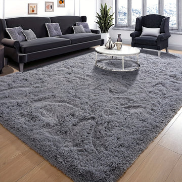 1 Pieza, Alfombra De Sala De Estar De Felpa Sólida Teñida En Tonos Oscuros, Suave Y Esponjosa, Mejorada, Decorativa Y De Gran Tamaño, Duradera Y Fácil De Mantener Limpia, Junto Al Sofá De La Sala De Estar Y Al Lado De La Cama Del Dormitorio