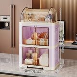 Escurridor de platos plegable de 2/3 niveles, gran capacidad con tapa, gabinete de almacenamiento para cocina con tabla de drenaje, antipolvo - ahorrador de espacio, organizador de vajilla ideal para armarios y encimeras, color morado