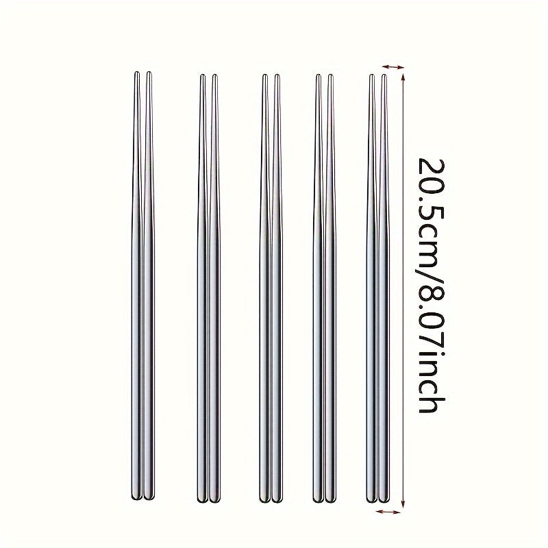 Palillos Elegantes de Acero Inoxidable 304 - Ligeros, Duraderos y con Agarre Antideslizante - Fáciles de Limpiar, Perfectos para Fideos, Sushi y Más - Ideales para Uso en Casa, Restaurante, Hotel